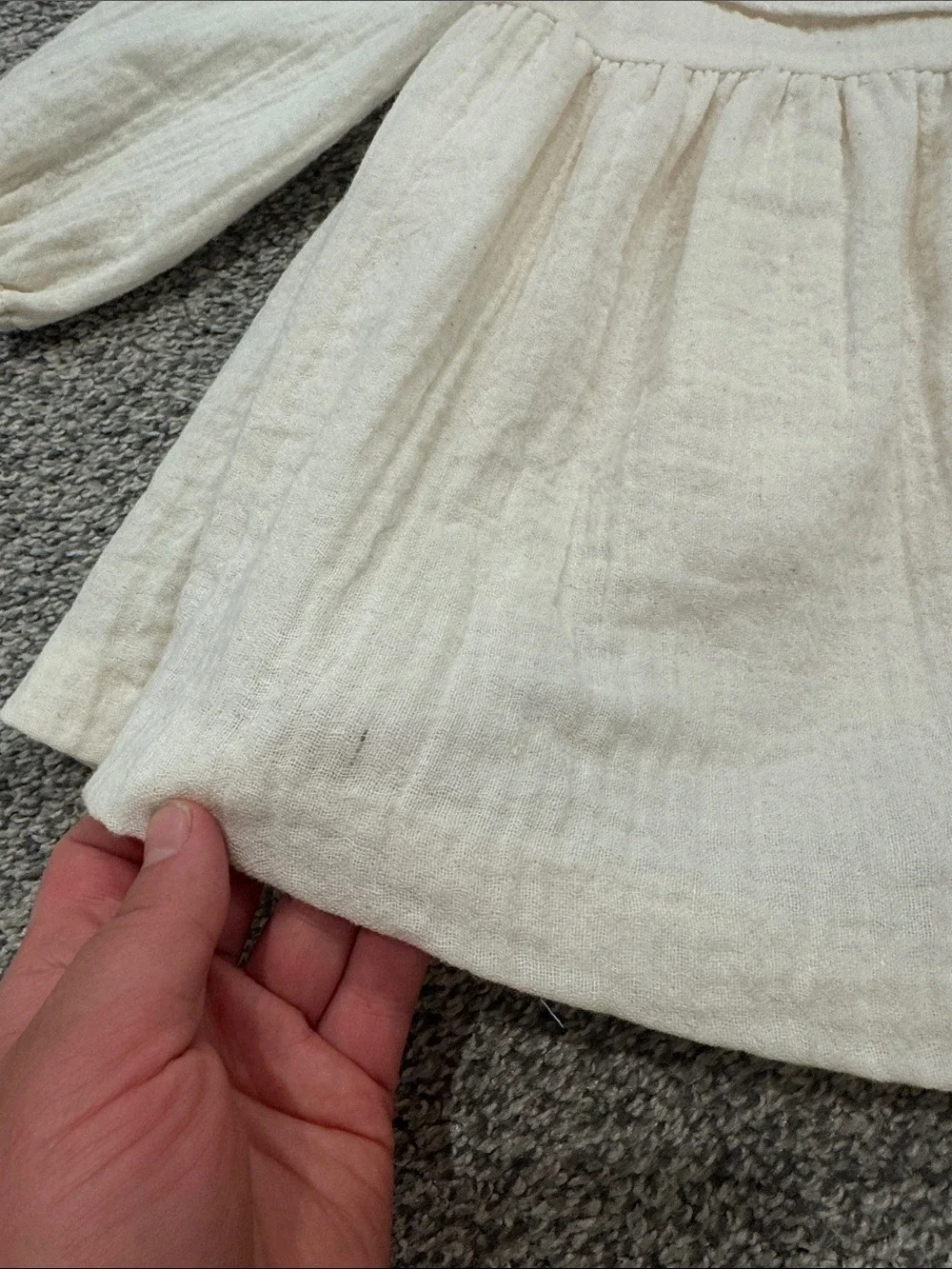 Zara Cream Girls' Dress with Brown Trim